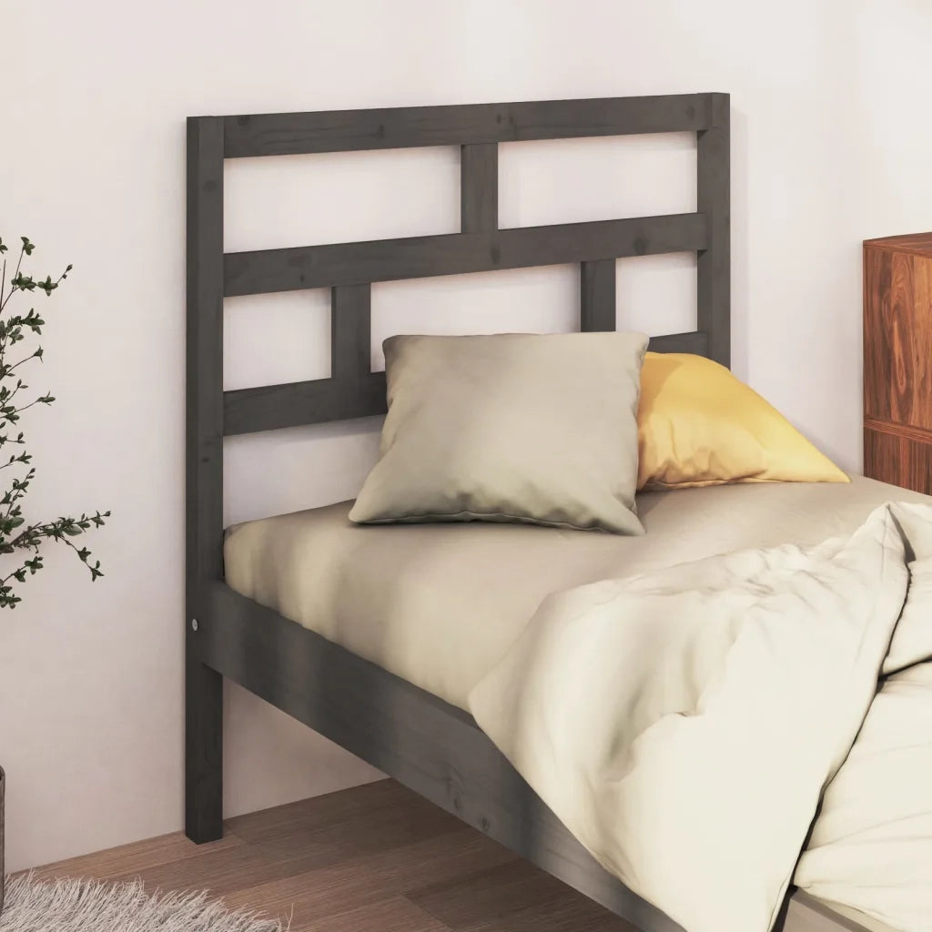 Testiera per Letto-Testata-Testiera Decorativa Grigia 96x4x100 cm in Legno Massello di Pino 503026