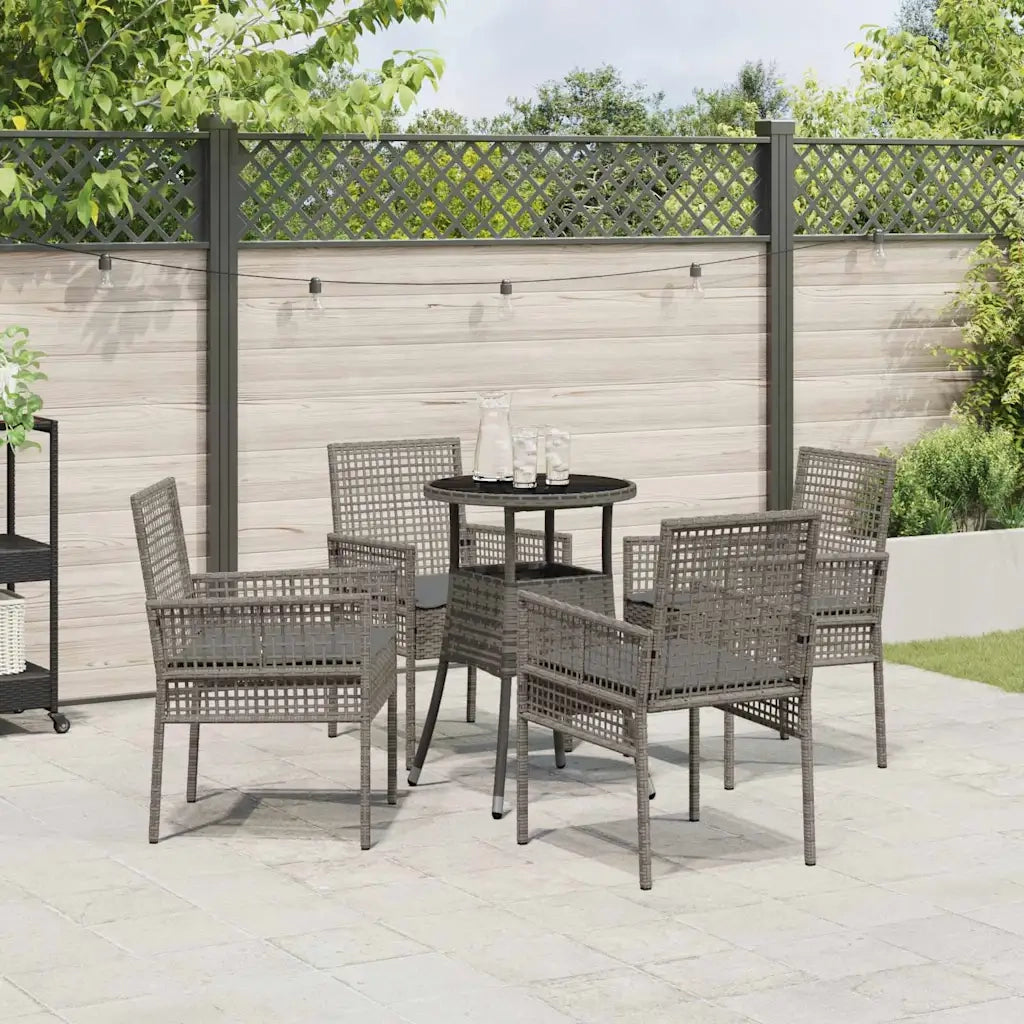 Set da Pranzo per Giardino 5 pcs Grigio polyrattan 3334946