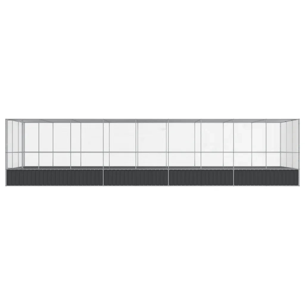 Voliera con Estensione Argento 932x307x212 cm in Acciaio