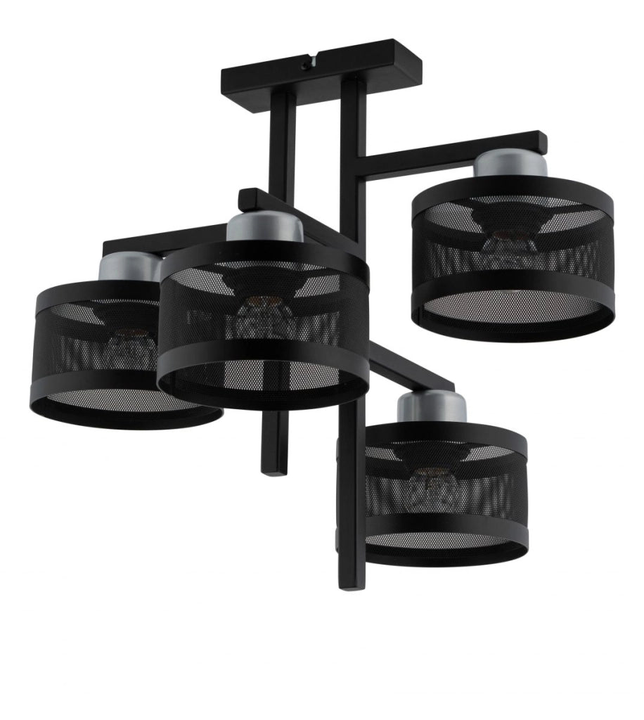 Plafoniera moderna decorativa nero/argento 4xE27 Sigma Off
