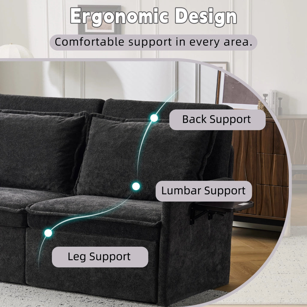 Divano letto con cuscini e USB ¨C zephmum ¨C nero