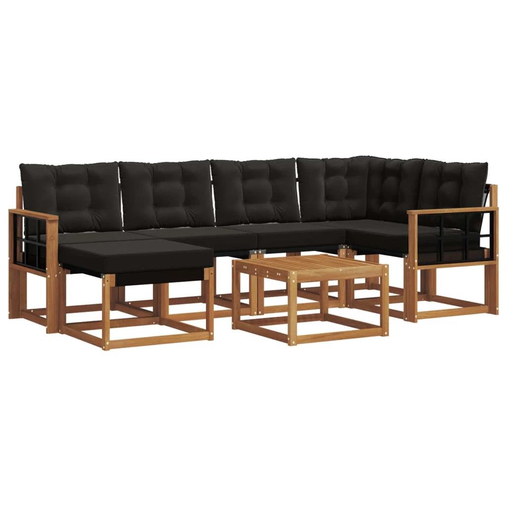 Set di divani da esterno con cuscino 7 pcs Naturale e Nero 3368863
