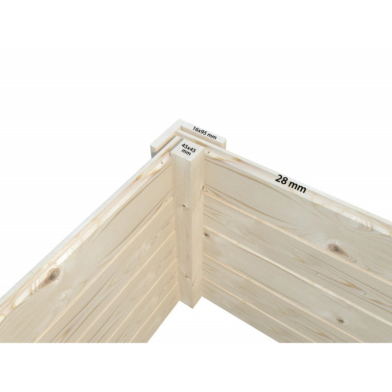 Casetta da giardino in legno 276x282 cm, pareti 28 mm grezze con porta doppia vetrata, per ricovero attrezzi esterno - Esterni da Vivere