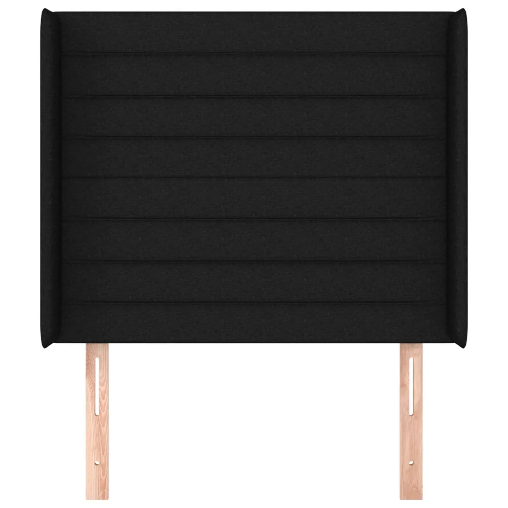 Testiera | Testata ad Orecchio Nera 93x16x118/128 cm in Tessuto