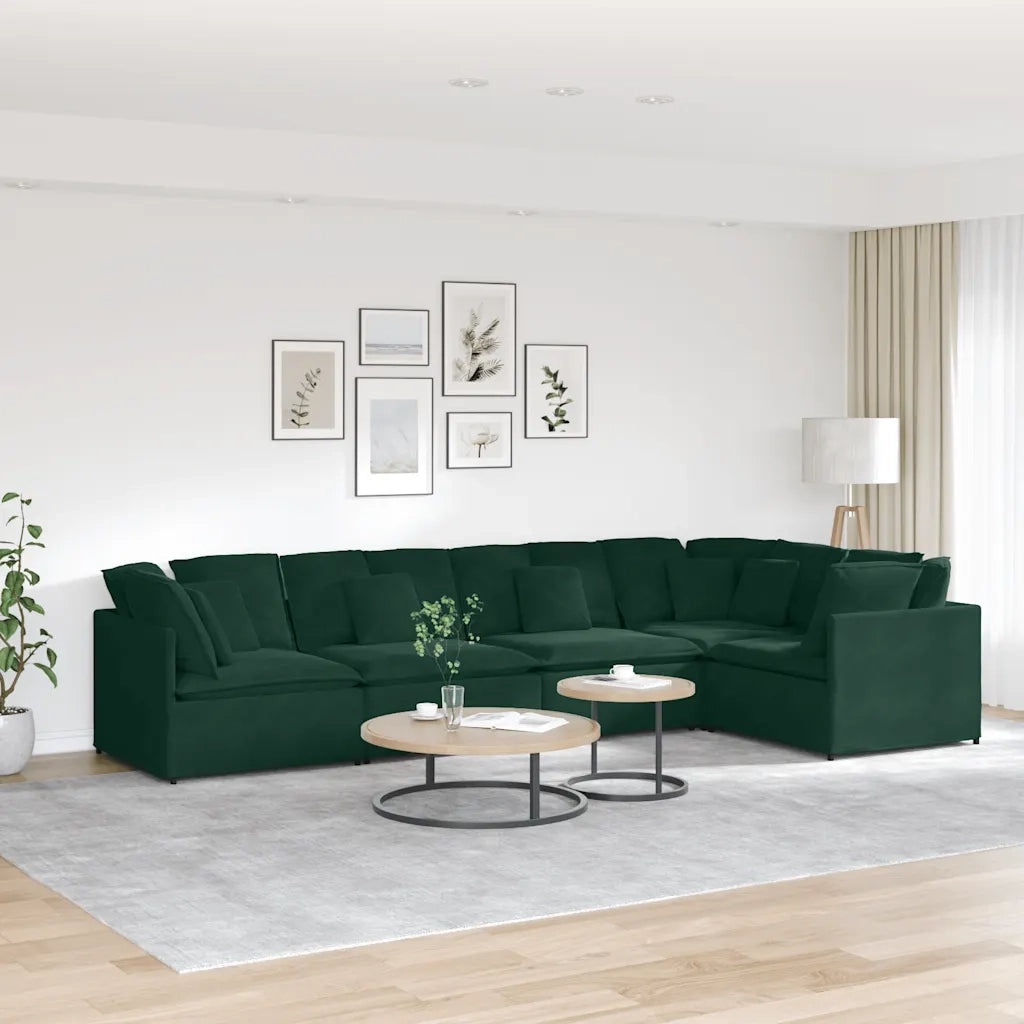 Divano Modulare con Cuscini in Velluto Verde Scuro 3321339