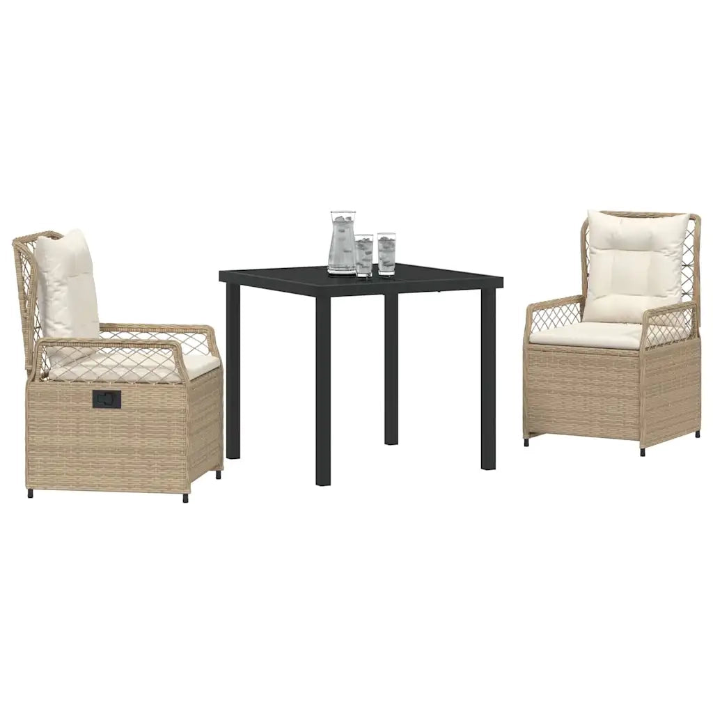 Set da Pranzo per Giardino 3 pcs Beige e Bianco Crema