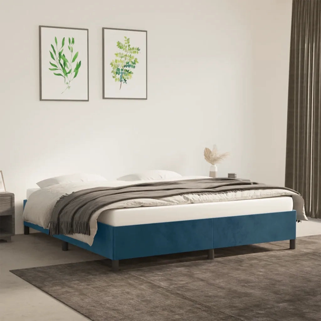 Letto matrimoniale | Letto per adulti | Giroletto senza Materasso Blu Scuro 160x200 cm in Velluto