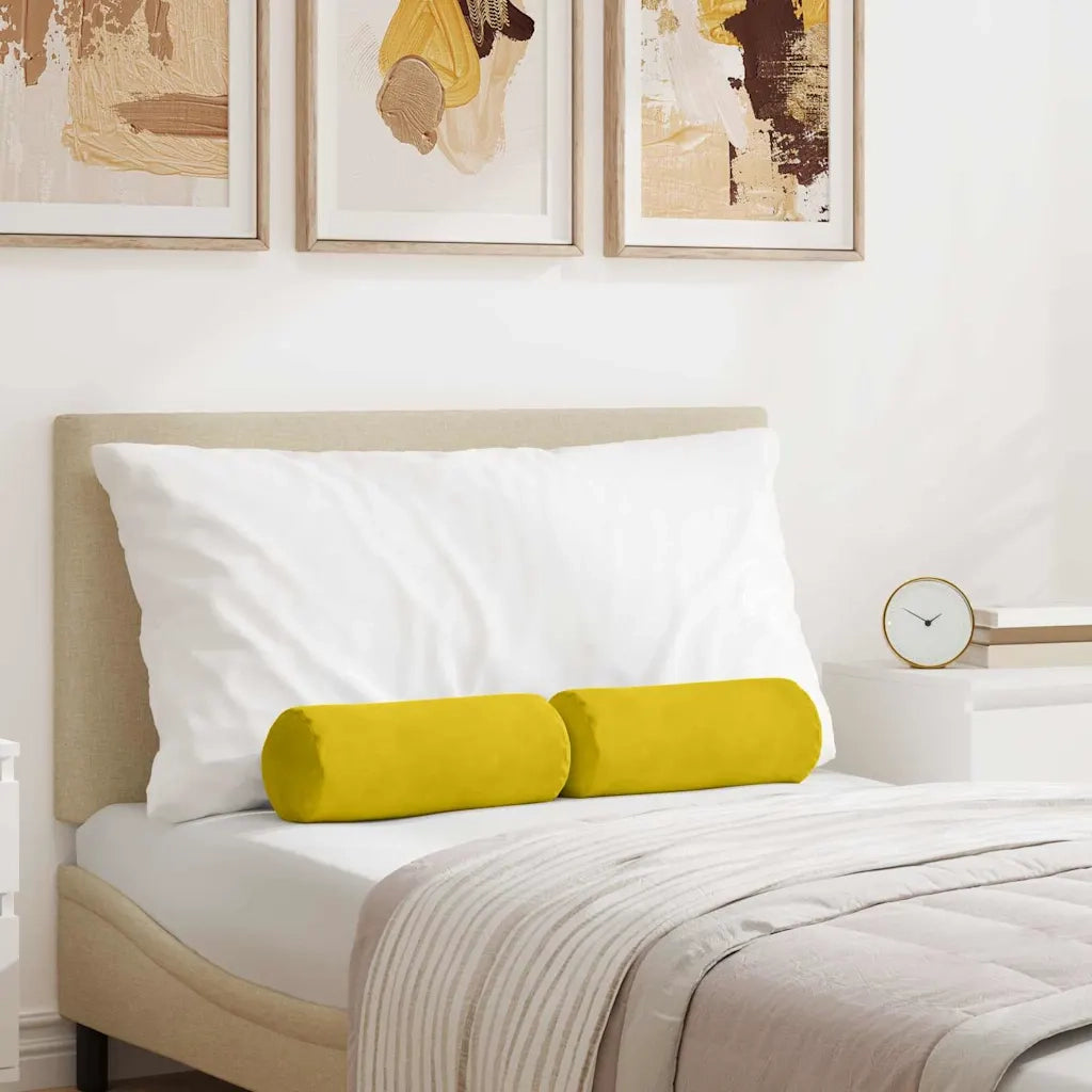 Cuscini a rullo 2 pcs Giallo Ø 15 x 40 cm Tessuto in Cords 42014292