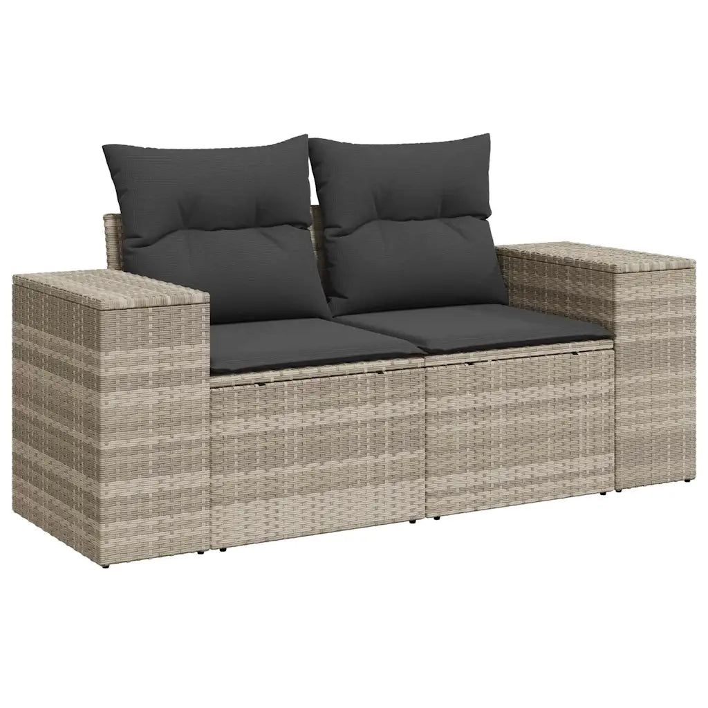 Set Divano da Giardino 9pz con Cuscini Grigio Chiaro Polyrattan 3223021
