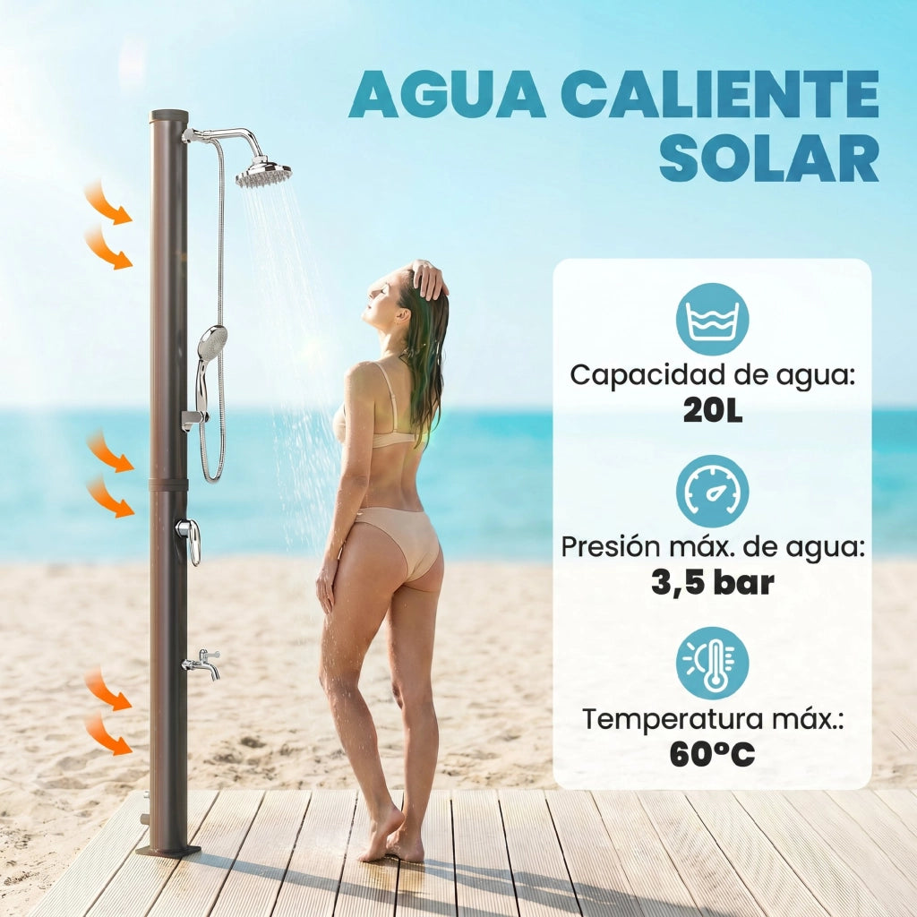 Doccia Solare da Giardino 20L con Rubinetto e Mano ¨C Minimal ¨C Nero