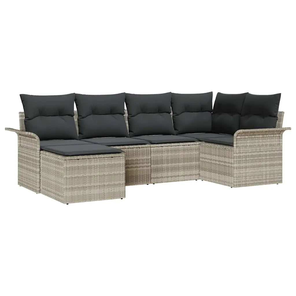 Set Divano da Giardino 6 pcs Grigio chiaro polyrattan 3345432