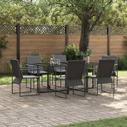 Set da Pranzo per Giardino 7 pcs Nero Acciaio 3335859