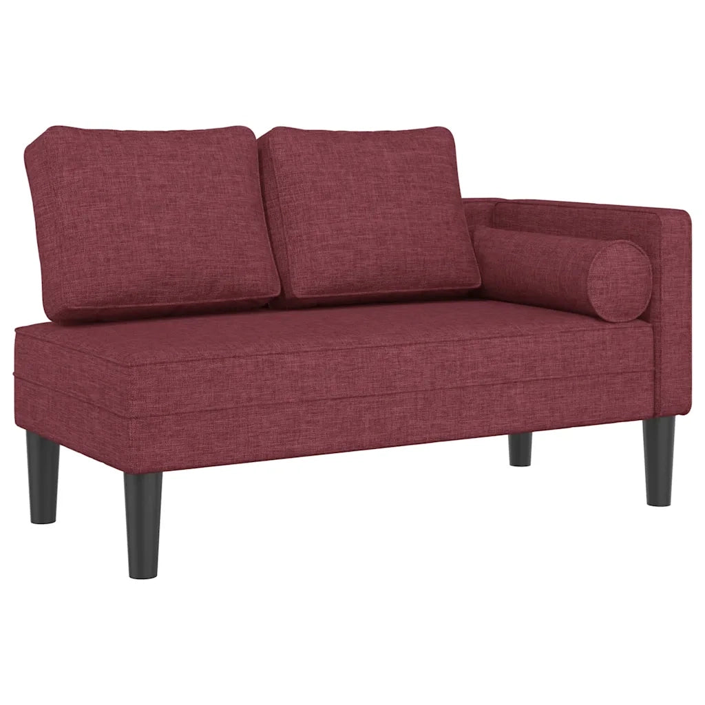 Chaise Lounge con Cuscini Rosso Vino in Tessuto 4007586
