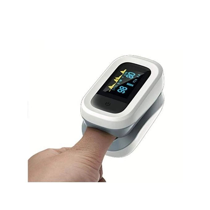 Flaem PO001 Pulsossimetro da Dito con Schermo OLED a Due Colori Allarme Sonoro Configurabile One-Touch colore Nero