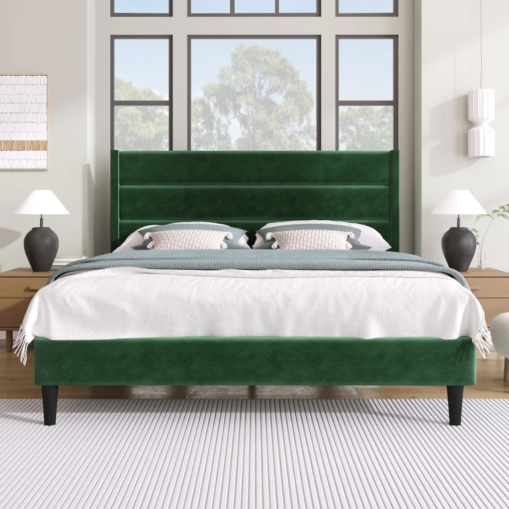 letto imbottito velluto verde 140 x 200 cm