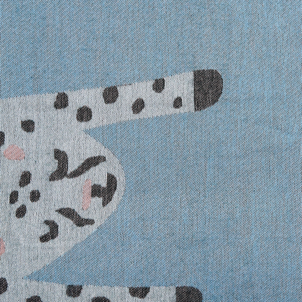 Coperta blu in misto poliestere e acrilico, 130 x 170 cm, motivo decorativo a rovescio con animali