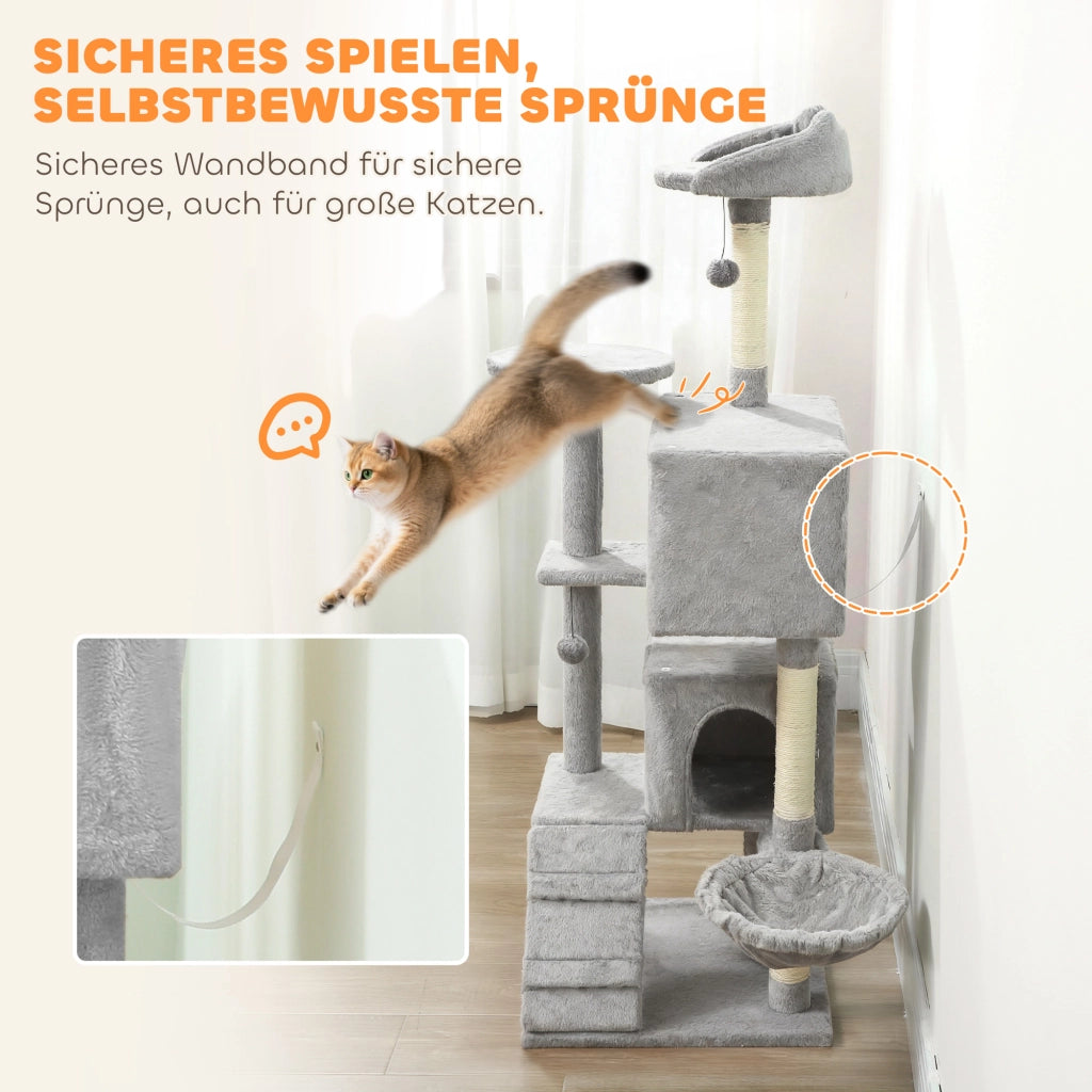 Albero tiragraffi per gatti con piattaforme ¨C Minimal ¨C 160 cm grigio