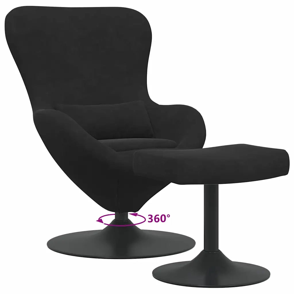 Sedia Egg con Pouf Nero Velluto 42002750
