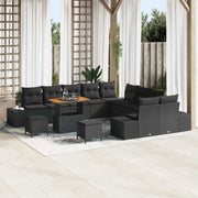 Set Divano da Giardino con cuscino 13 pcs Nero polyrattan