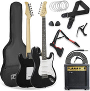 Pacchetto di chitarra elettrica con amplificatore 10W, trussardo e accessori - nero