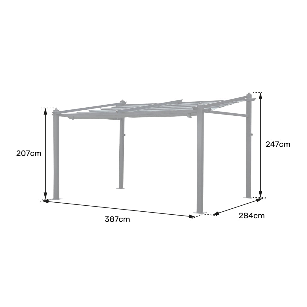Pergola a parete 3 × 4 m FRÉJUS beige - struttura in alluminio