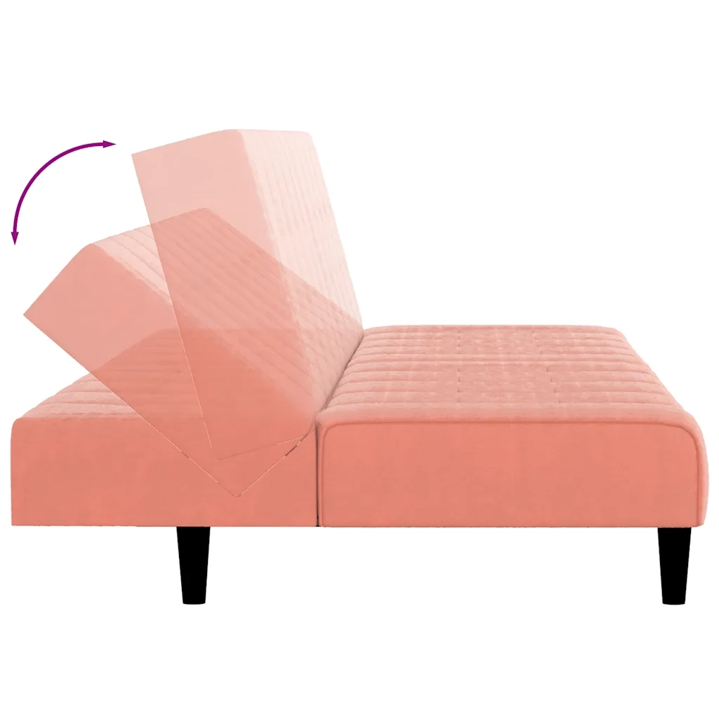 Divano letto | Sof¨¤ letto | Letto singolo a 2 Posti Rosa in Velluto