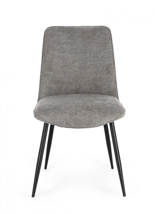 Set 4 Sedie 48x62x84 cm Cora in Tessuto Nero e Grigio Scuro