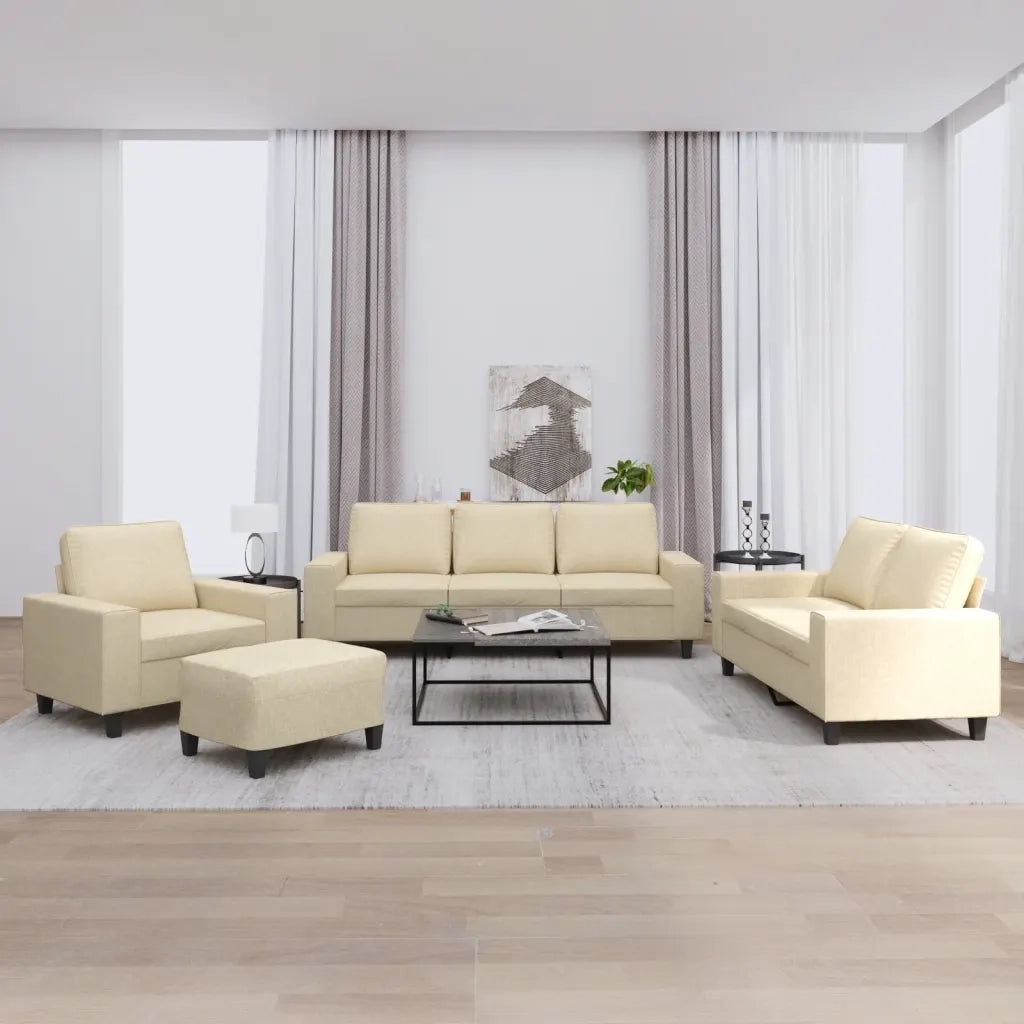 Set di Divani 4 pz Crema in Tessuto 3201876