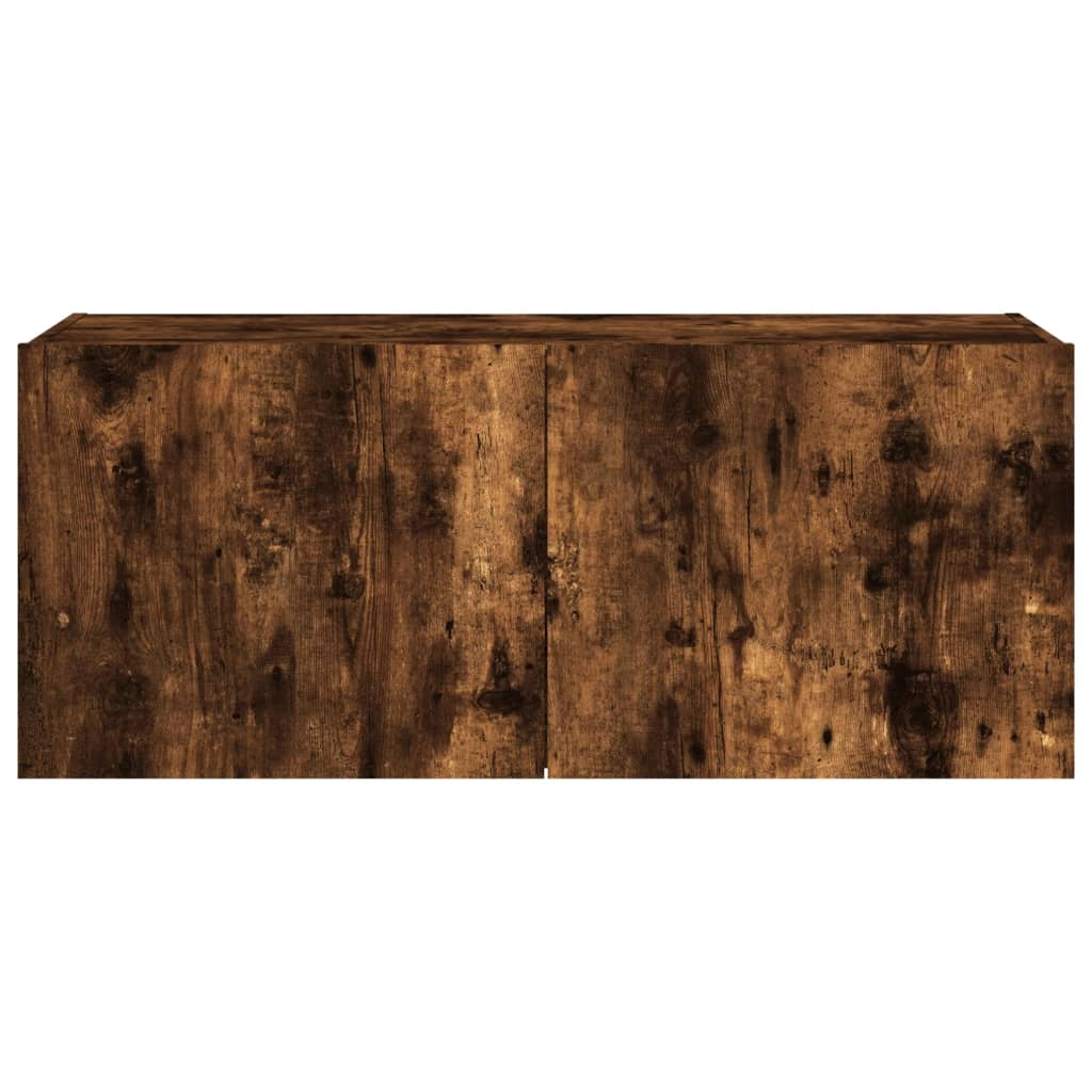 Mobile TV multimediale scaffale TV credenza mobile TV sala da pranzo soggiorno camera da letto mobile da parete con luci LED rovere affumicato 100 x 35 x 41 cm marrone 02_0027972