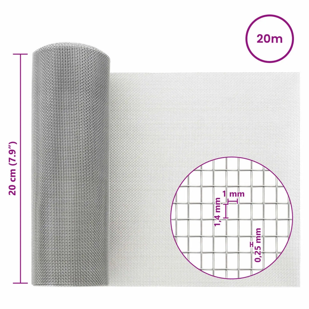 Rete per schermatura 20 x 2000 cm 18 Mesh Argento 42039610