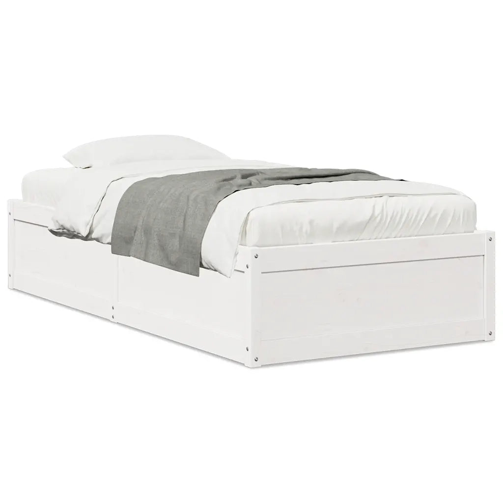 Letto senza Materasso-Struttura Letto Bianco 90x190 cm in Legno Massello Pino 117073