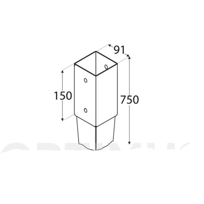 Staffa a punta quadra 9x9 cm da interrare zincata