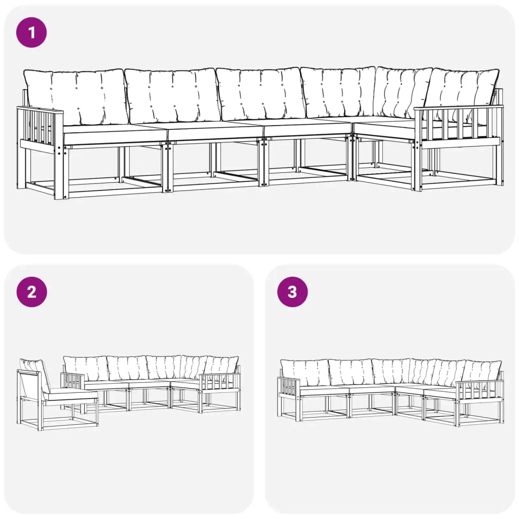 Set di divani da esterno 5 pcs Bianco e Grigio Chiaro 3388681