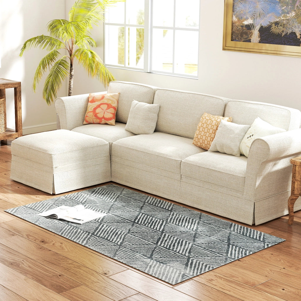 Tappeto Moderno Lavabile 170x120 cm ¨C Xylo ¨C Grigio Scuro Pelo Corto Soggiorno Camera