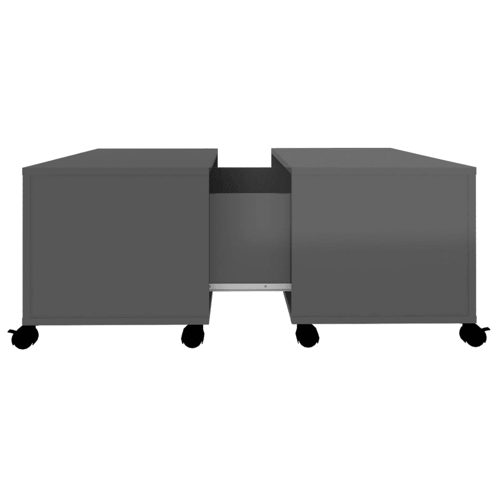 Tavolino da Salotto Grigio Lucido 75x75x38 cm Legno Multistrato