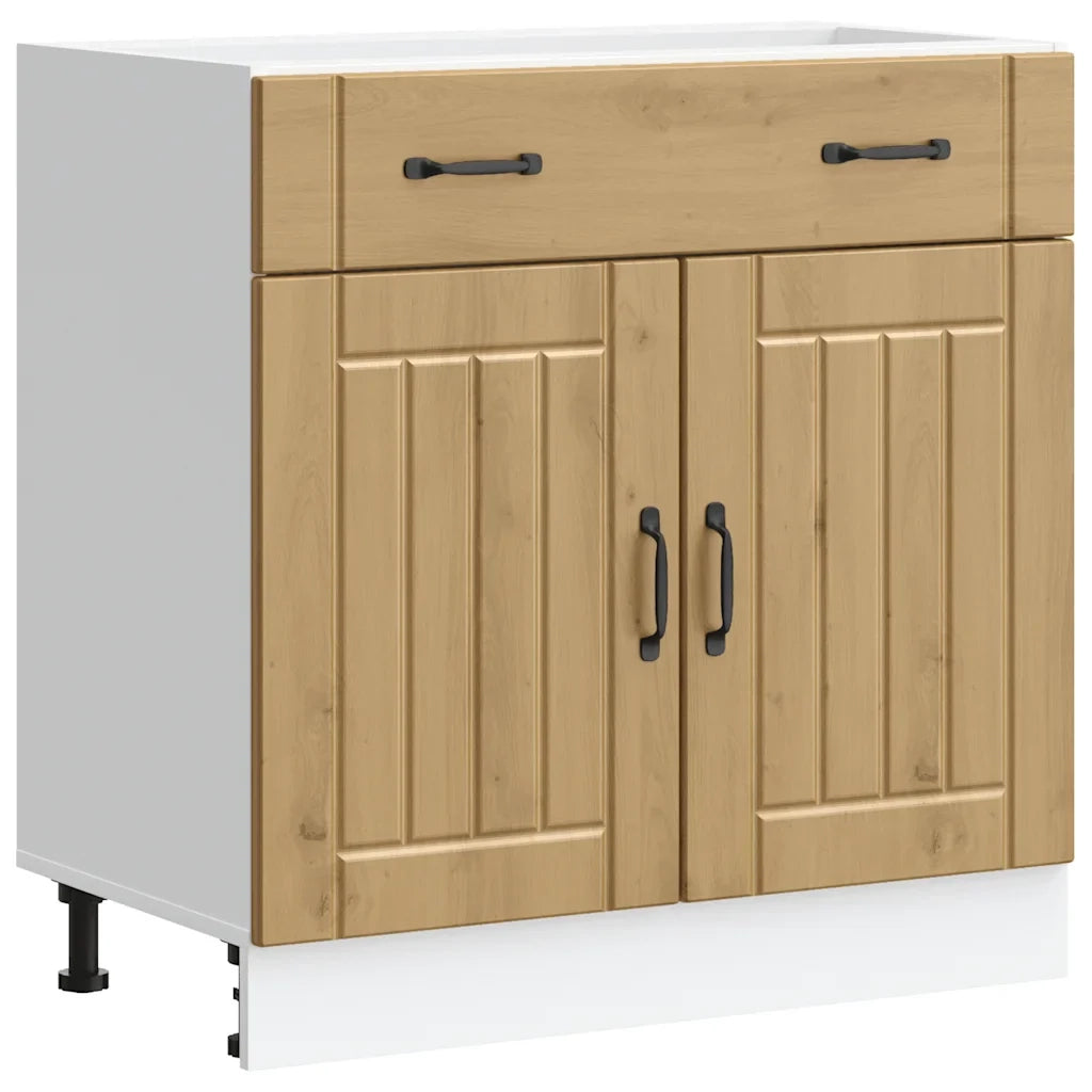 Mobile da cucina Lucca 80 x 46 x 81,5 cm ampio spazio contenitivo piedini regolabili stile rovere lavorato a mano 02_0050101
