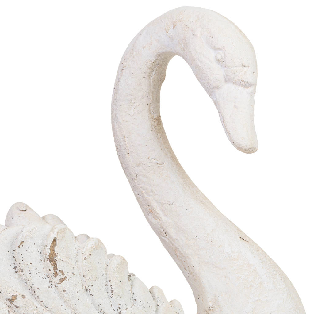Vaso in resina bianca a forma di cigno, 41x21,5x40,5 cm