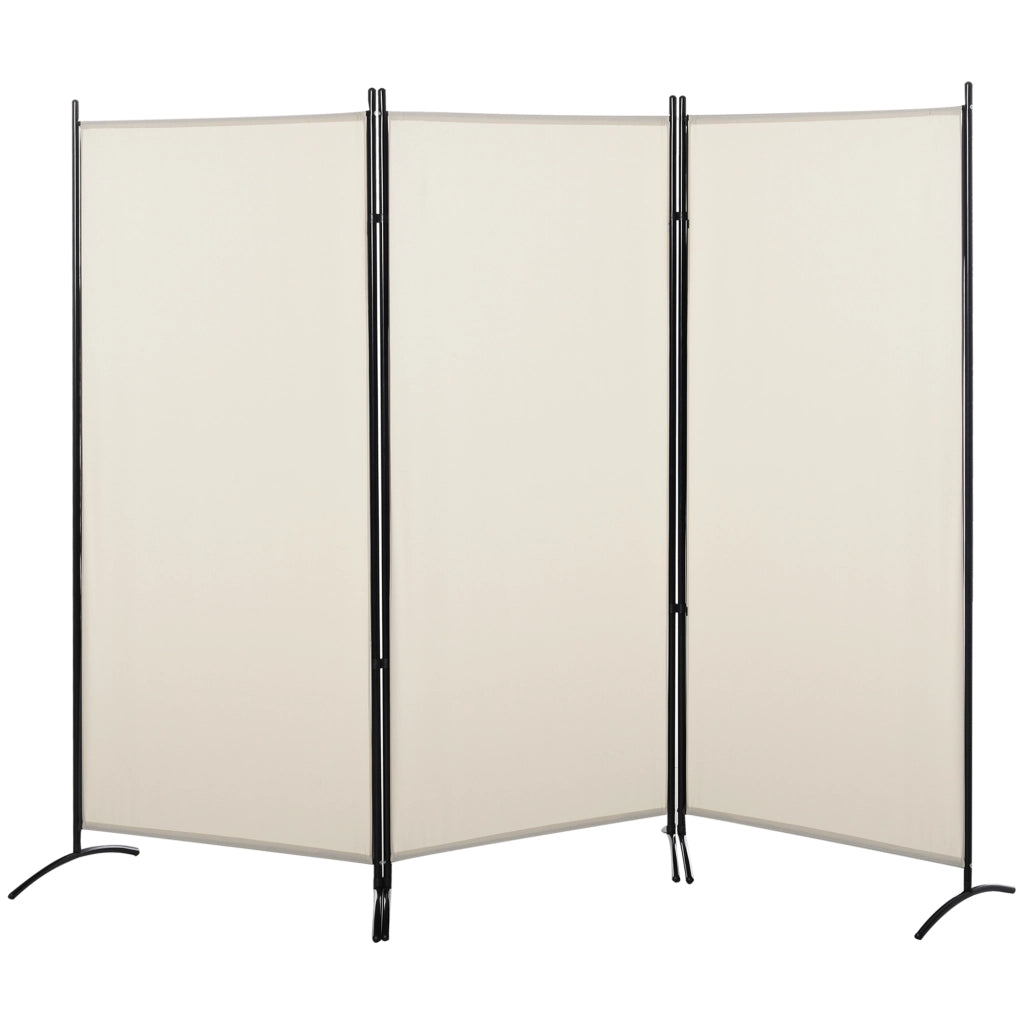 Paravento 3 Ante con Piedi Separati ¨C Zephmum ¨C Grigio Polyester 253x50x182 cm