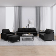 Set di Divani 4 pz con Cuscini Nero in Velluto