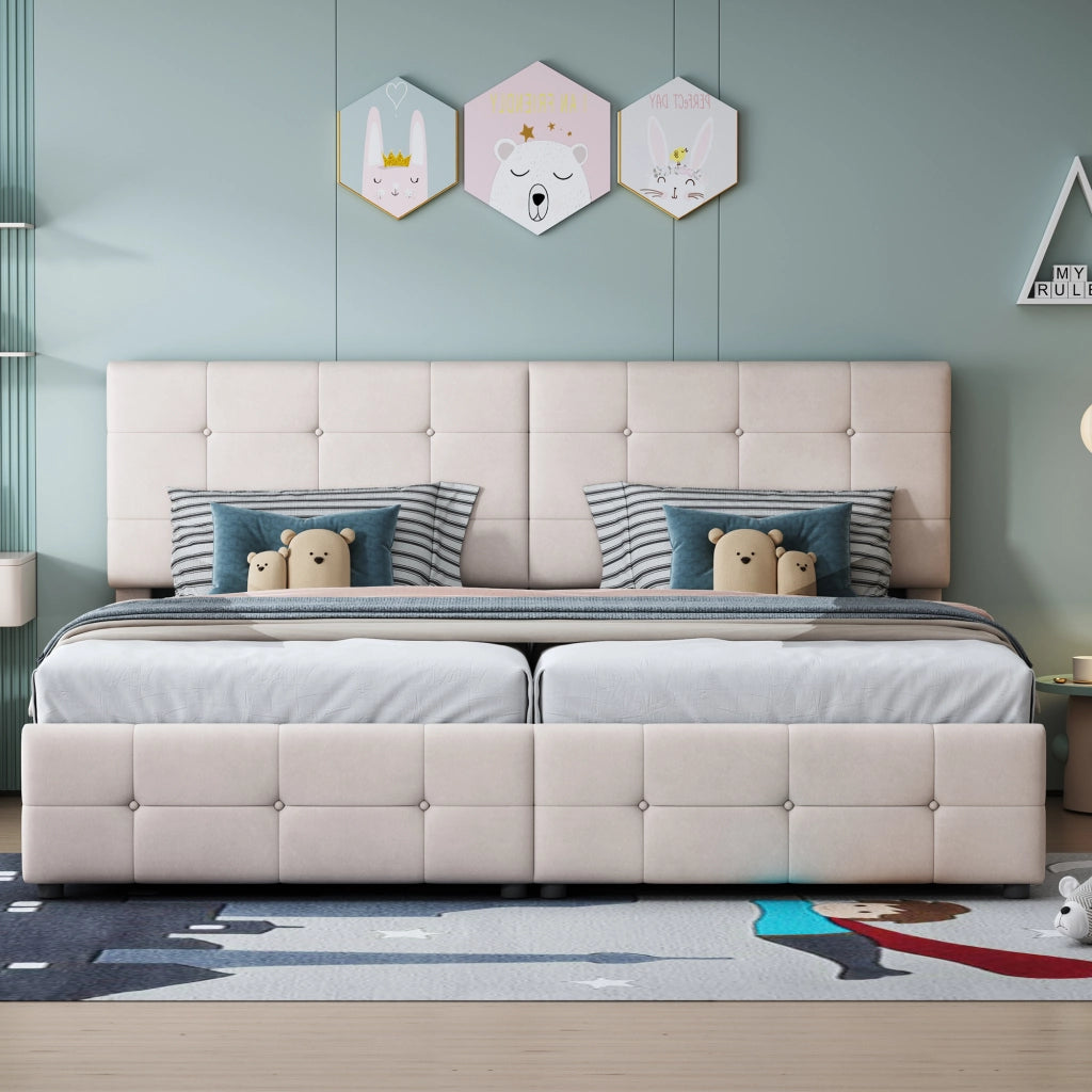 letto imbottito velluto beige 180 x 200 cm