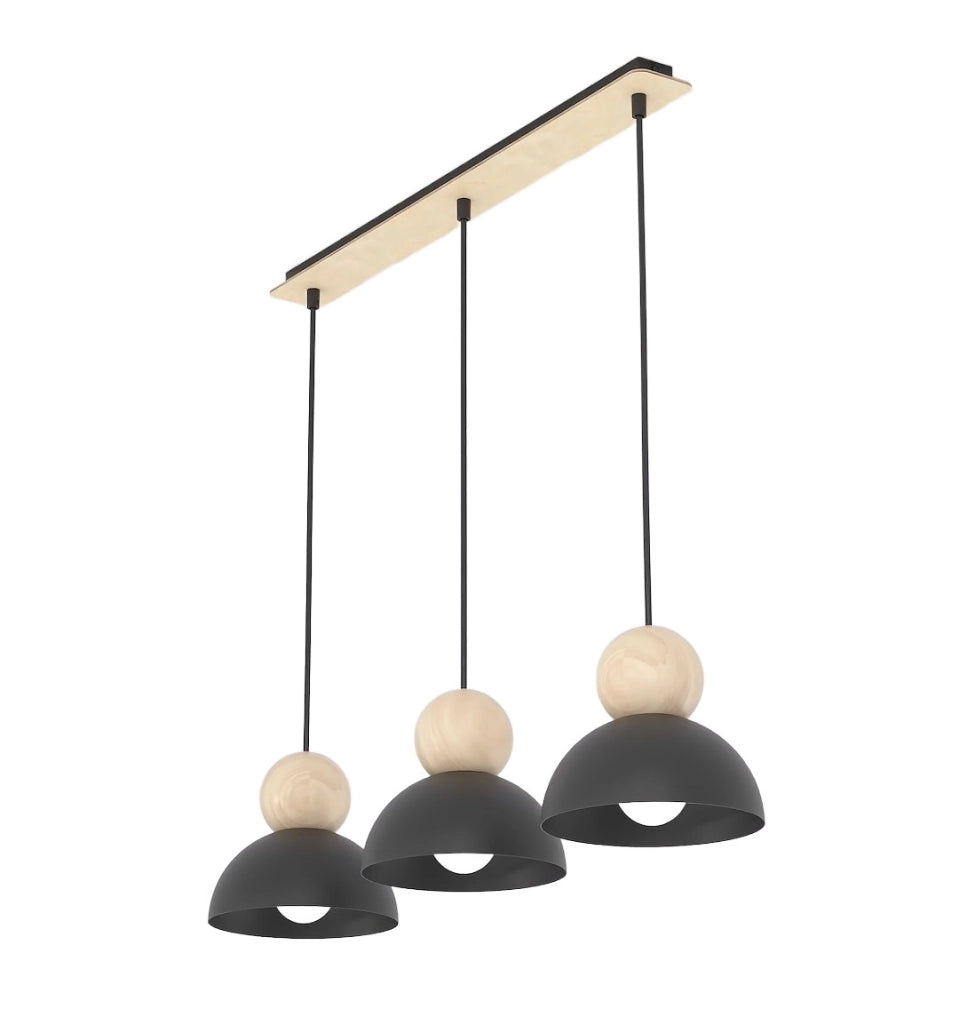 Lampada a sospensione KAKI 3xE27 nero beige Emibig