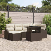 Set Divano da Giardino con cuscino 7 pcs Marrone e crema