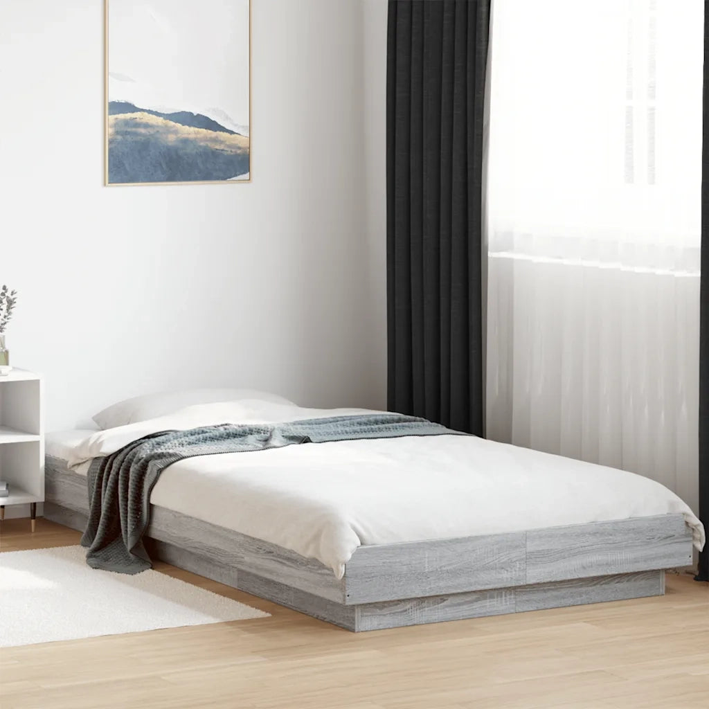 Letto singolo | Letto per adulti | Giroletto Grigio Sonoma 100x200 cm in Legno Multistrato