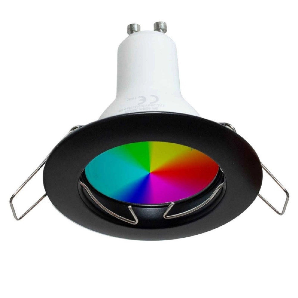 Trade Shop - Faretto Led 6 W Incasso 6cm Tondo Rgb+3000k Rgbw Gu10 Effetti Luce Colorata 230v - Nero