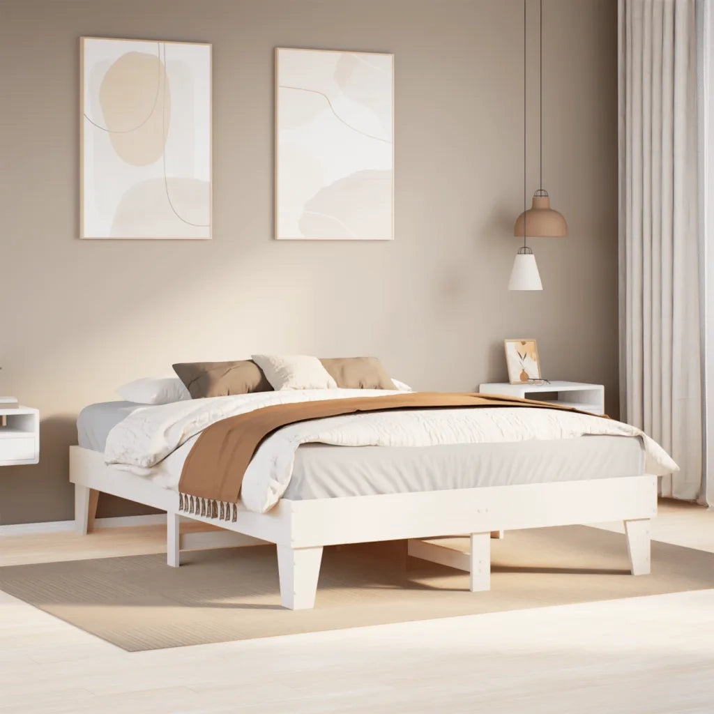 Letto senza Materasso-Struttura Letto Bianco 160x200 cm Legno Massello di Pino 242976