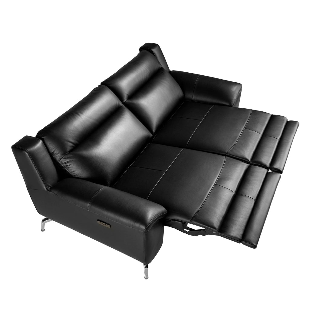 Divano relax a 2 posti in pelle nera