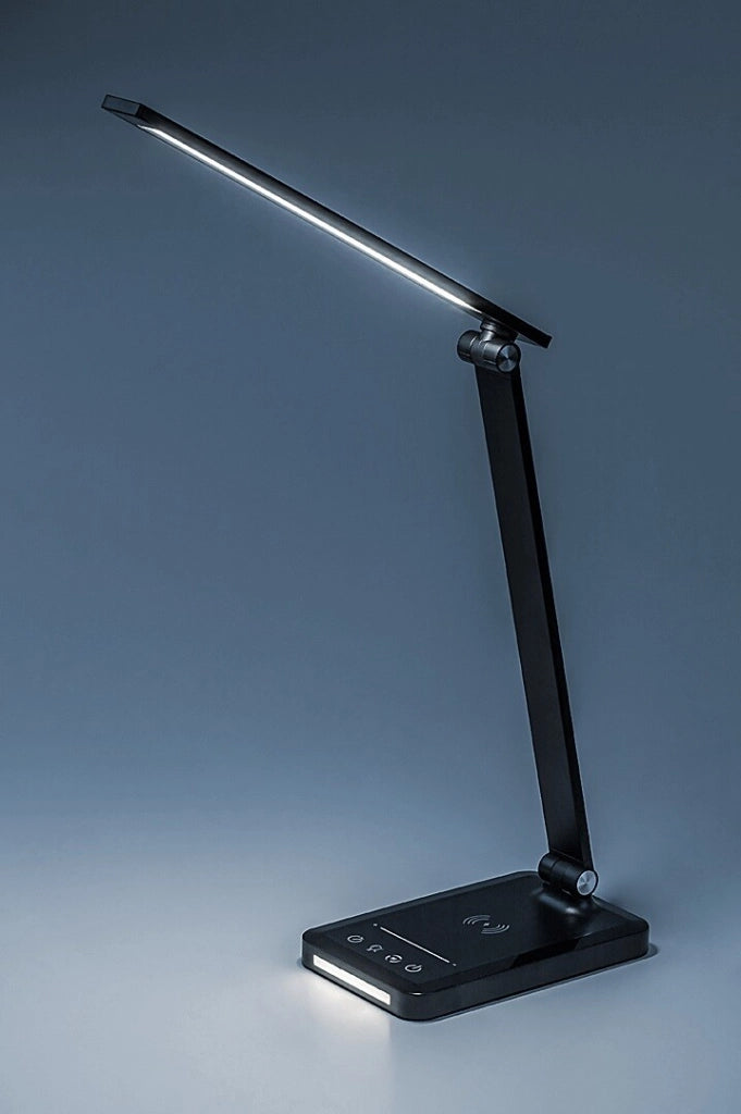 Lampada da scrivania LED nera dimmer USB 5W Rabalux