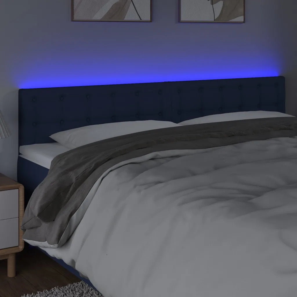 Testiera | Testata a LED Blu 200x5x78/88 cm in Tessuto