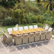 Set da Pranzo per Giardino 17pz con Cuscini in Polyrattan Beige 3095636