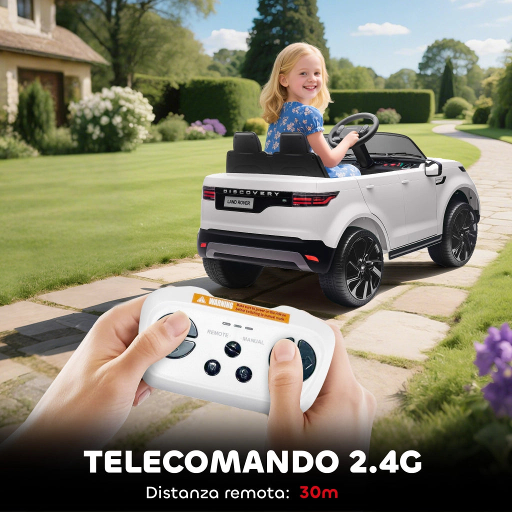 Auto Elettrica per Bambini Land Rover ¨C Xylo ¨C Bianco con LED e Telecomando 105x68.5x58cm